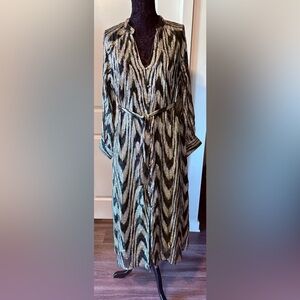 CIEBON Seneca Metallic Long Sleeve Midi Shirtdress Size Small